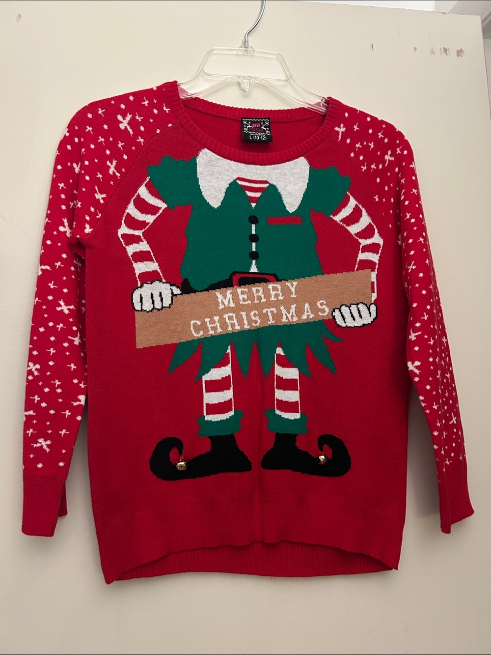 Kids Red Holiday Elf Knit Sweater